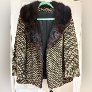 Vintage Real Fur Trim Wool Coat | Union Made | Heavy Lined | M/L